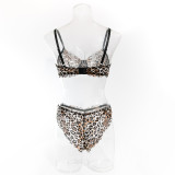 Sexy Leopard Print Bra Panty Set Comfortable Women's Lingerie