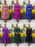 Plus Size African Women Shiny V-neck elegant dress