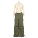 Women's Comfortable Loose Lace-Up Multi-Pocket Straight Cargo Casual Pants