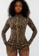 Women Casual Leopard Stretchy Top and shorts sports two-piece set