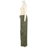 Women's Comfortable Loose Lace-Up Multi-Pocket Straight Cargo Casual Pants