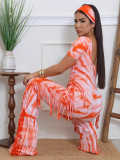 Women Tie-dye Tassel Jumpsuit