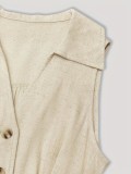 Women V-neck Sleeveless Belt Shirt Dress