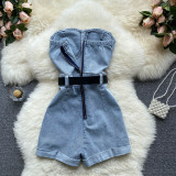 Women Strapless Cargo Jumpsuit