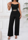 Women Summer Elegant Solid Stripe Texture Jumpsuit