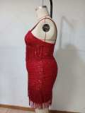 Plus Size Low Back Evening Gown Sleeveless Sequin Bodycon Women's Party Sexy Dress