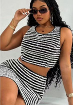 Women sexy striped Tank Top and Skirt two-piece set Women sexy striped Tank Top and Skirt two-piece set
