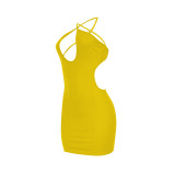 Women Sexy Cross Lace-Up Backless Dress
