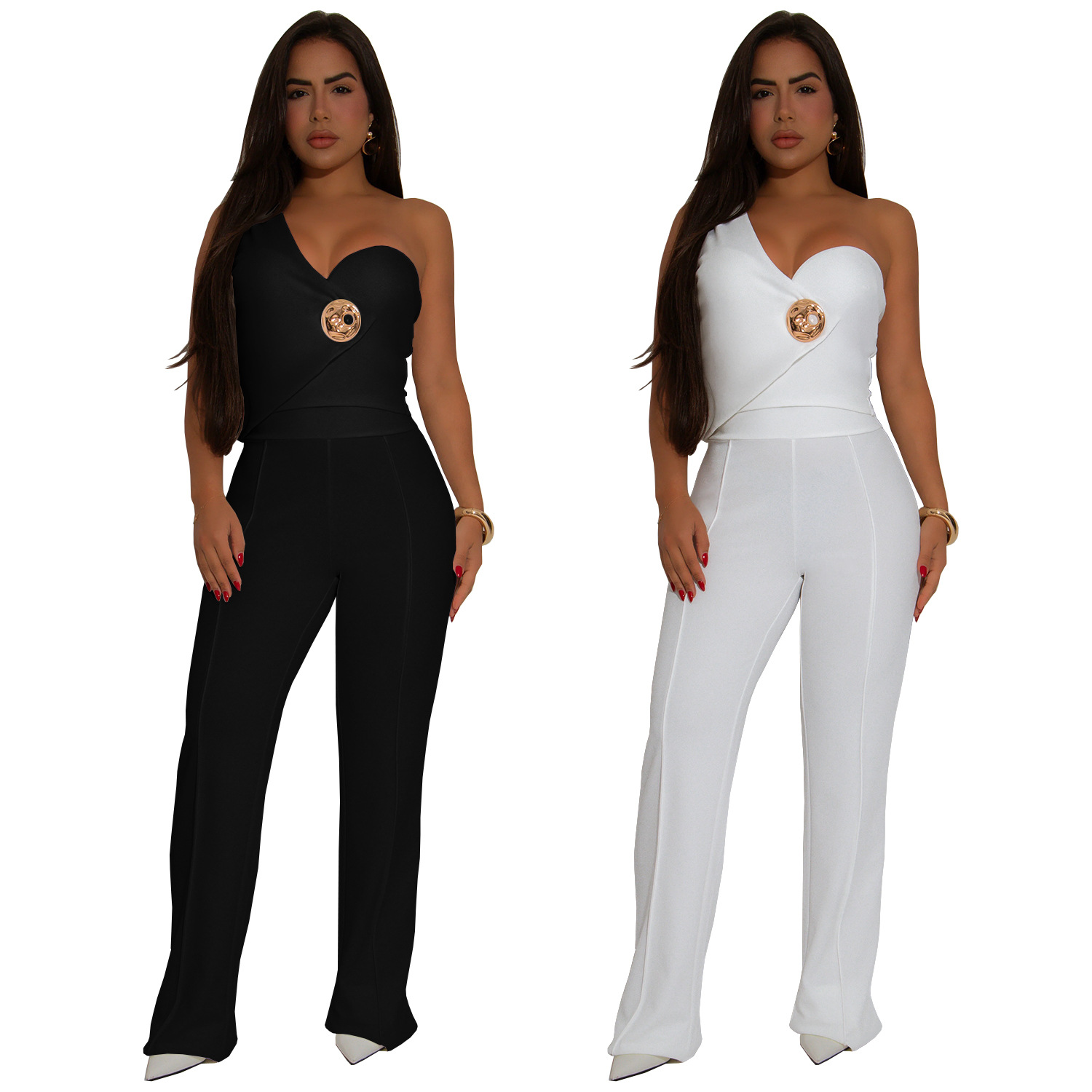 Women sleeveless top trousers two-piece set