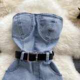 Women Strapless Cargo Jumpsuit