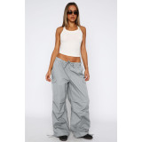 Women's Comfortable Loose Lace-Up Multi-Pocket Straight Cargo Casual Pants
