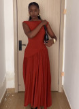 Spring Women's Fashion Casual Solid Color Pleated Skirt Set