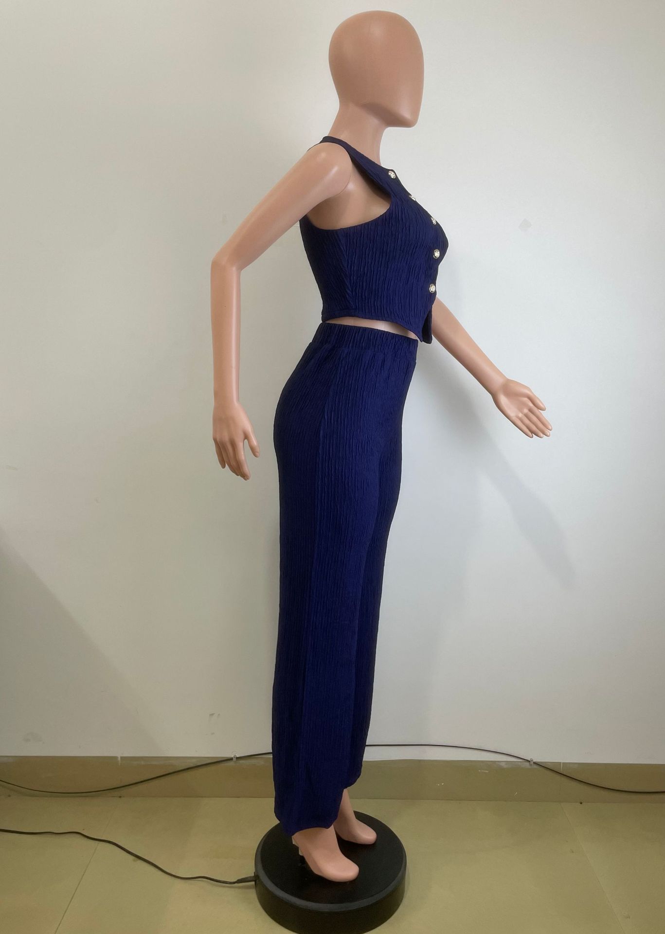 Women's Fashion Slim Vest High Waist Wide Leg Pants Two-Piece Set