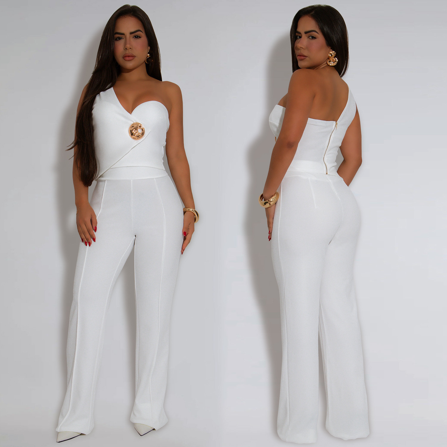 Women sleeveless top trousers two-piece set