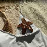 Women sexy solid five-pointed star one-piece swimwear