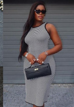 Women Colorblock Striped Summer Maxi Sleeveless Sundress