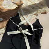 Solid Color Fashion Sexy One-Piece Swimsuit Women's Cross Strap Bathing Suit