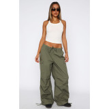 Women's Comfortable Loose Lace-Up Multi-Pocket Straight Cargo Casual Pants
