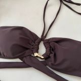 Fashion Sexy Three-Piece Bikini Women's Solid Color Swimsuit