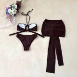 Fashion Sexy Three-Piece Bikini Women's Solid Color Swimsuit