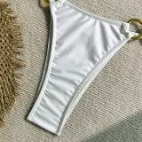 Women sexy solid neck suspender two pieces swimwear