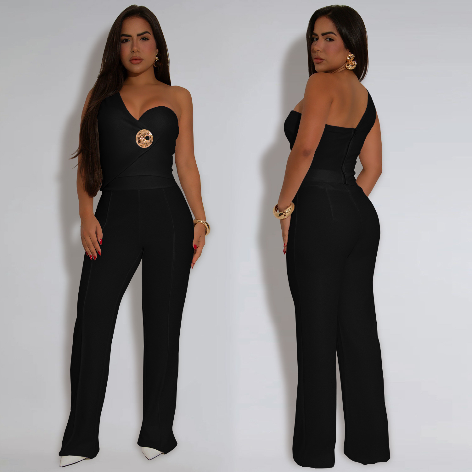 Women sleeveless top trousers two-piece set