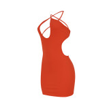 Women Sexy Cross Lace-Up Backless Dress
