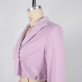 Women elegant Career Turndown Collar Long Sleeve Blazer and Shorts Two-piece Set