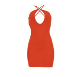 Women Sexy Cross Lace-Up Backless Dress