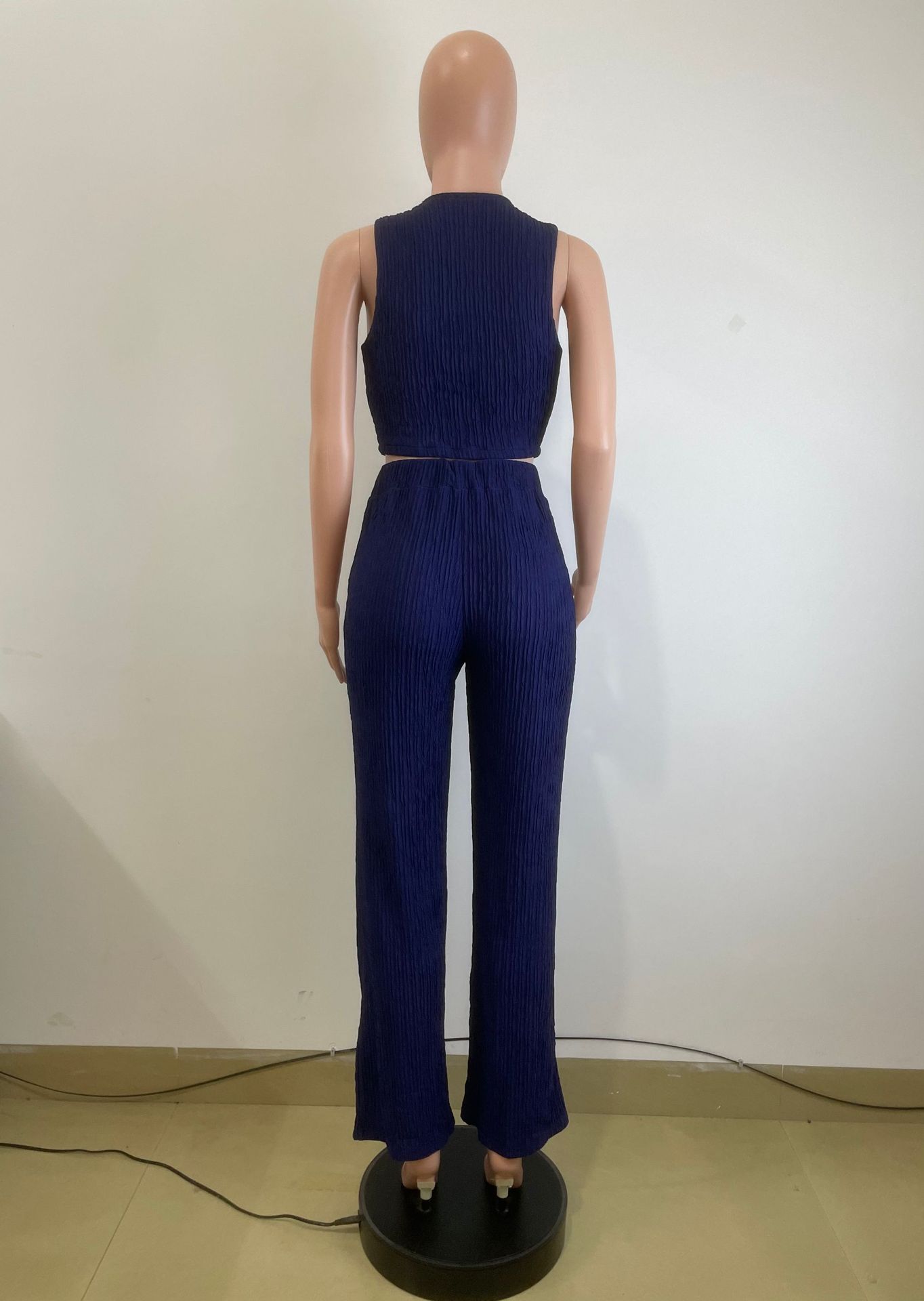 Women's Fashion Slim Vest High Waist Wide Leg Pants Two-Piece Set