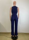 Women's Fashion Slim Vest High Waist Wide Leg Pants Two-Piece Set