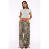 Women's Comfortable Loose Lace-Up Multi-Pocket Straight Cargo Casual Pants