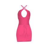 Women Sexy Cross Lace-Up Backless Dress