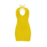Women Sexy Cross Lace-Up Backless Dress