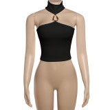 Women Summer Sexy Sleeveless Crop Halter Neck Top T-shirt