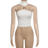 Women Summer Sexy Sleeveless Crop Halter Neck Top T-shirt