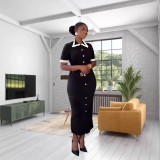 Women's Summer Round Neck Knit Midi Dress