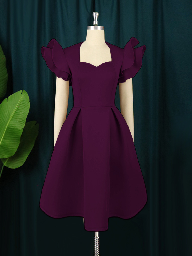 Ruffled Sleeve A-Line Plus Size Party Dress