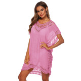 Women's V-Neck Cover-Up Sexy Hollow Out Loose Beach Dress