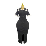Women's Summer Round Neck Knit Midi Dress