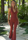 Braided Halter Neck Jumpsuit Summer Solid Color Bell Bottom Sexy Romper