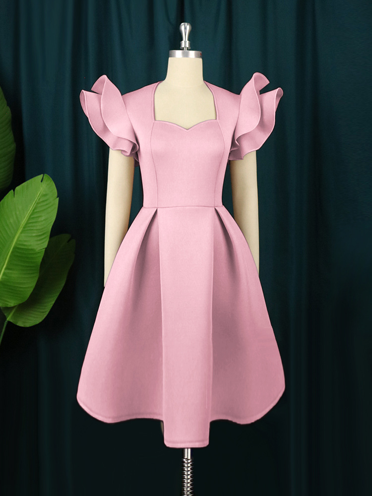 Ruffled Sleeve A-Line Plus Size Party Dress