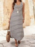 Summer Striped Sleeveless Fashion Sexy Beach Dress
