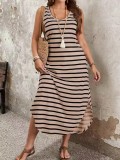 Summer Striped Sleeveless Fashion Sexy Beach Dress