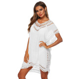 Women's V-Neck Cover-Up Sexy Hollow Out Loose Beach Dress