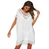 Women's V-Neck Cover-Up Sexy Hollow Out Loose Beach Dress