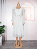 Chic Career Slim Waist Pleated A-Line Chiffon Dress