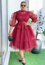 Plus Size Women's African Fashion Mesh Dress