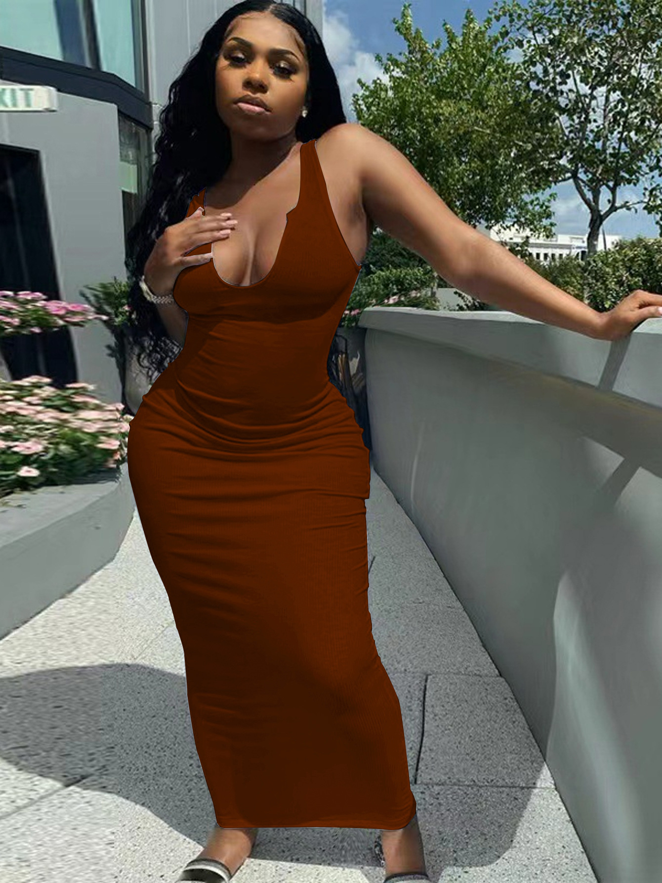 U-Neck Halter Tight Fitting Dress for Evening Parties