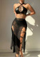 Sexy Black Bodysuit Hollowed Out Lace-Up Patent Leather Halter Neck Underwear